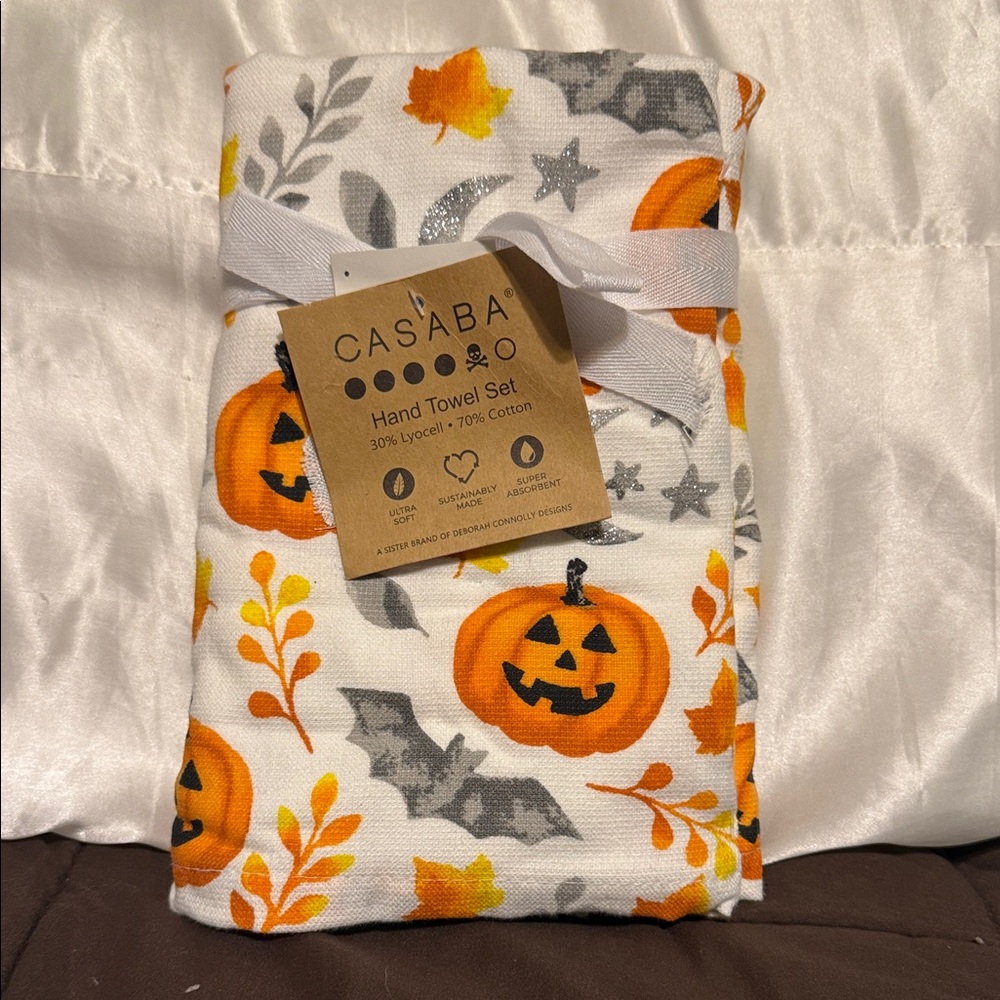 Casaba Halloween Hand Towel Set - Orange and Gray